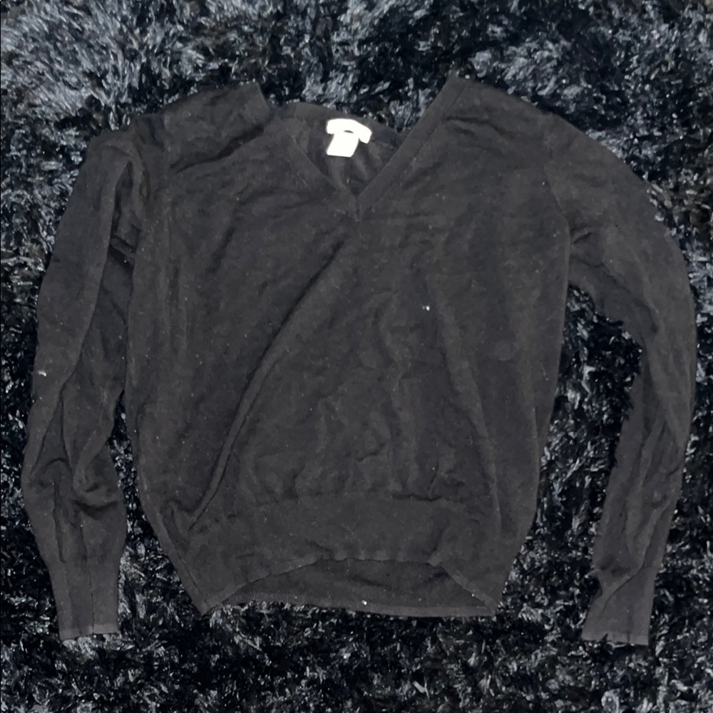 Black V-Neck Cardigan Sweater